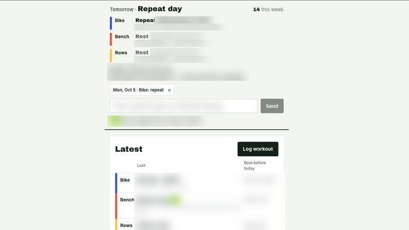 Screenshot of Fitness Tracker with personal numbers blurred